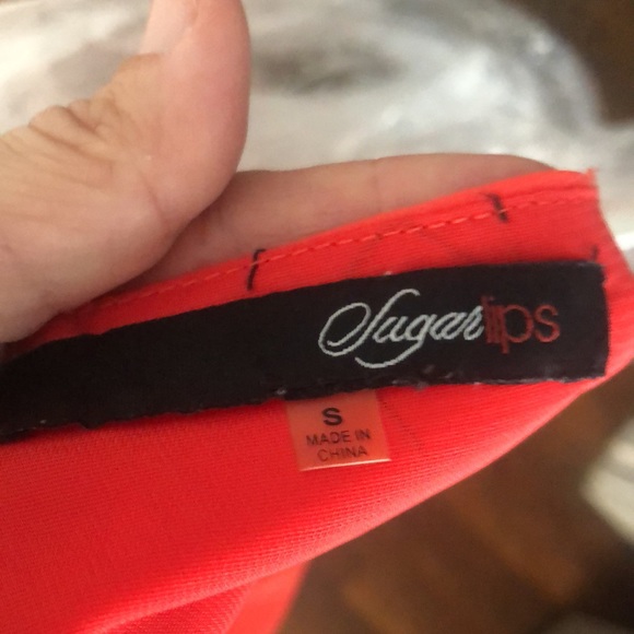 SUGAR LIPS Coral/ orange hi low dress - Picture 7 of 7